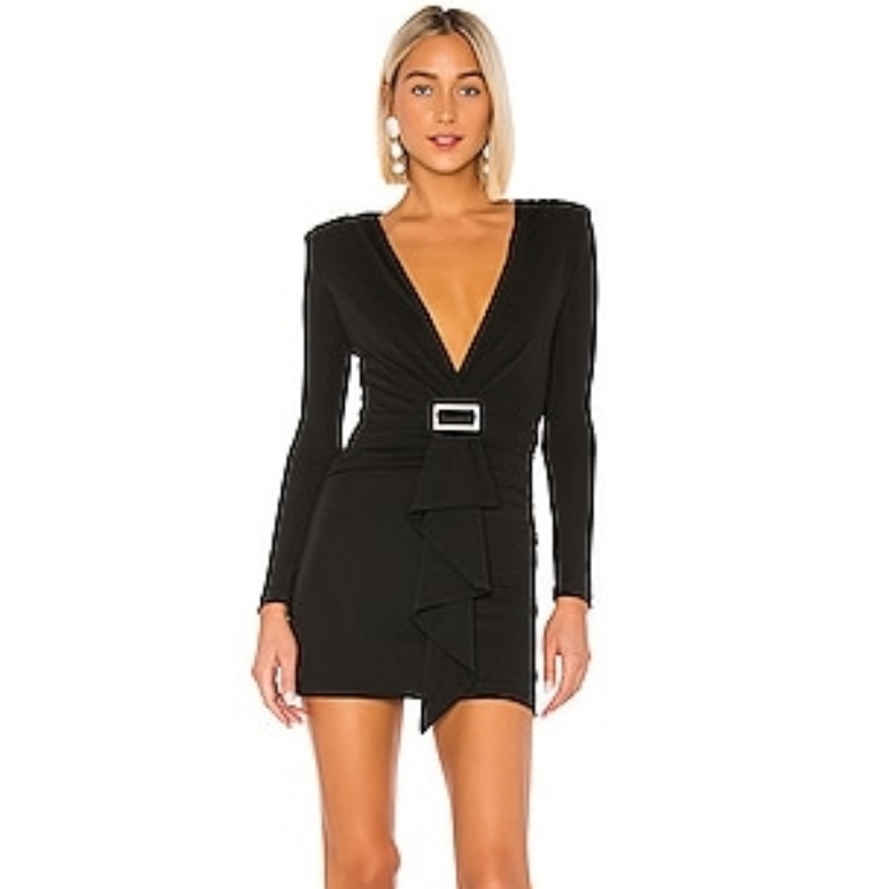 Black Long Sleeve Dress with Silver Buckle. Size Small NWOT